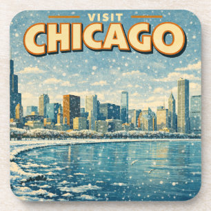 Chicago skyline and Lake Michigan in winter  Coaster