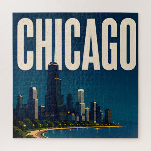 Chicago Skyline and Lake Michigan Jigsaw Puzzle