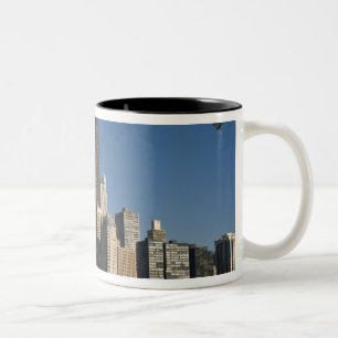 Chicago skyline and Lake Michigan, Lake Shore Two-Tone Coffee Mug