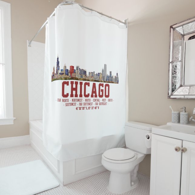 Chicago Skyline.  Area Names and Coordinates (In Situ)
