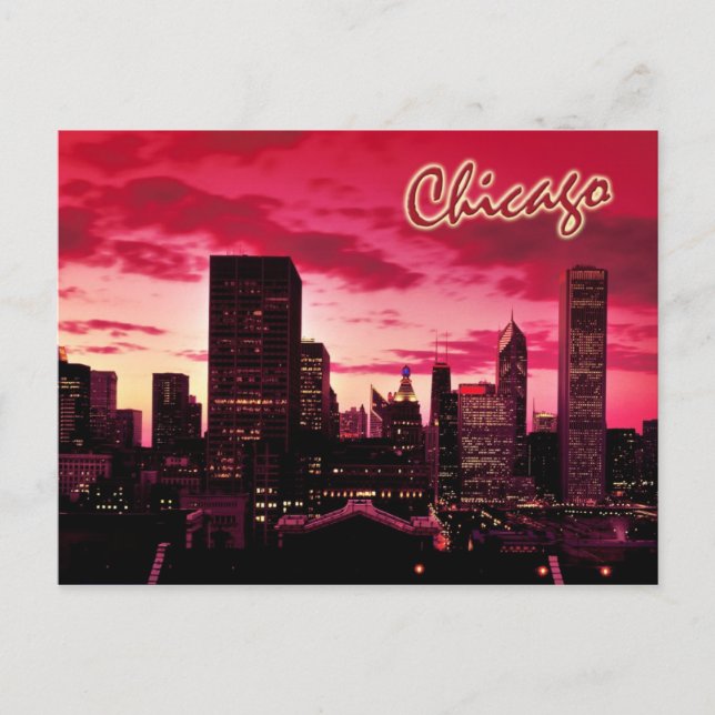 Chicago Skyline at Dusk Postcard (Front)