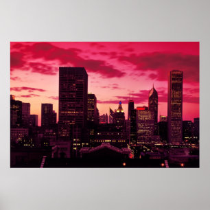 Chicago Skyline at Dusk Poster