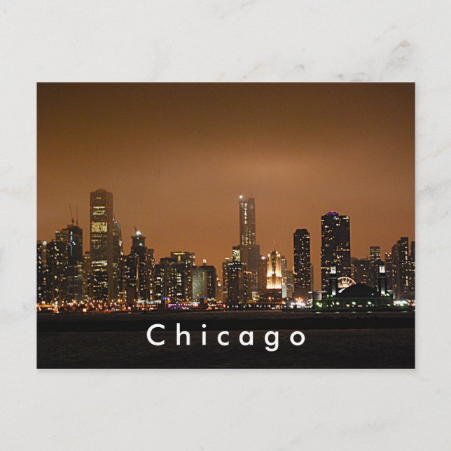 Chicago Skyline at Navy Pier Postcard (Front)