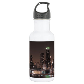 Chicago Skyline at Night 532 Ml Water Bottle