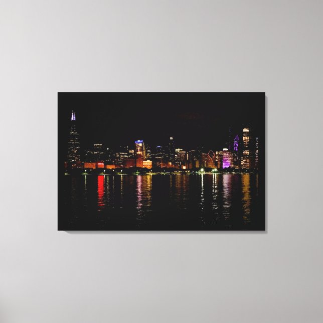 Chicago Skyline at Night Canvas Print (Front)