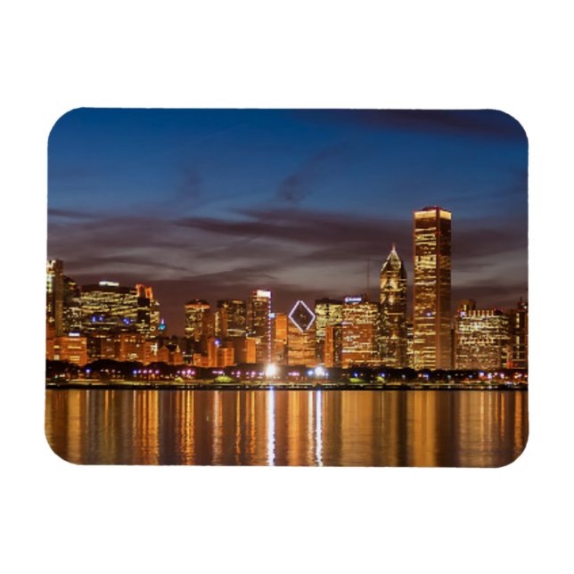 Chicago Skyline At Night Magnet (Horizontal)