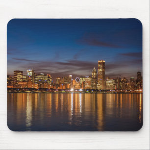 Chicago Skyline At Night Mouse Pad