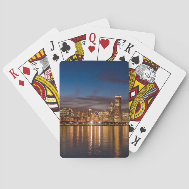 Chicago Skyline At Night Playing Cards (Back)