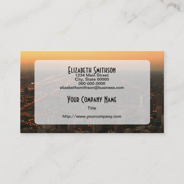 Chicago Skyline at Sunset Business Card (Front)