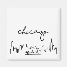 Chicago Skyline avec Navy Pier Petit Magnet