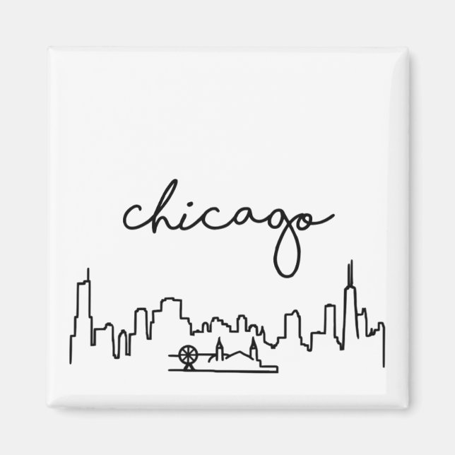 Chicago Skyline avec Navy Pier Petit Magnet (Devant)