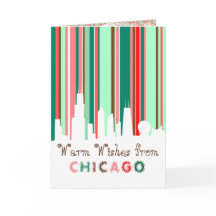 Chicago skyline Best wishes holiday card