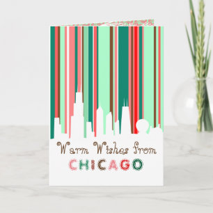 Chicago skyline Best wishes holiday card