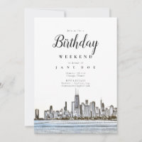 Chicago Skyline Birthday Weekend Invitation
