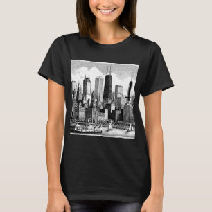 Chicago Skyline Black White Graphic T-Shirt