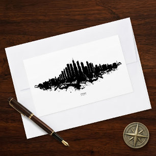 Chicago Skyline Black White Watercolor City Art Sticker