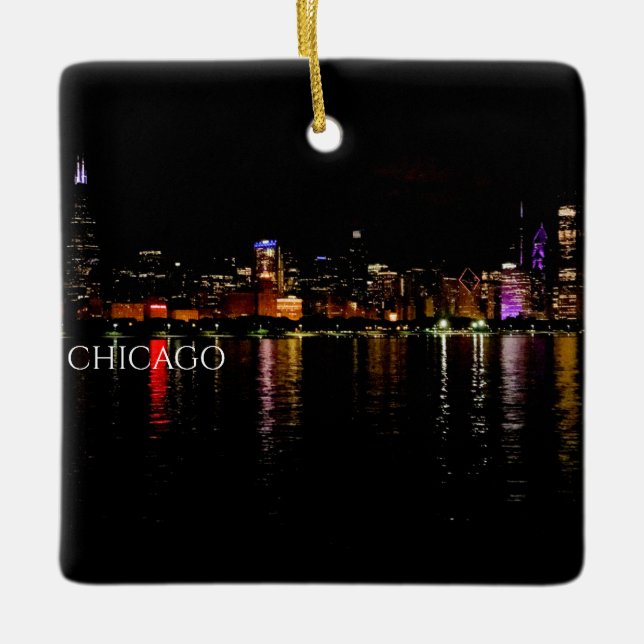 Chicago Skyline Ceramic Ornament (Front)