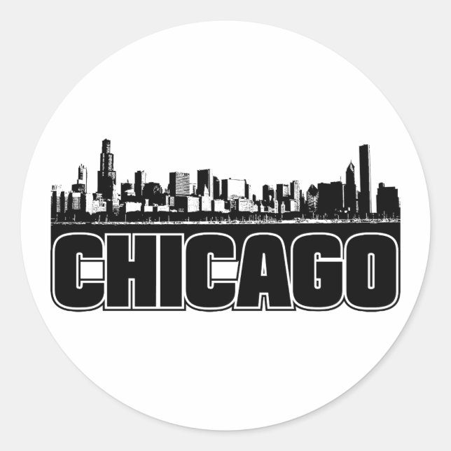 Chicago Skyline Classic Round Sticker (Front)