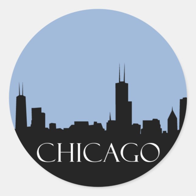 Chicago Skyline Classic Round Sticker (Front)