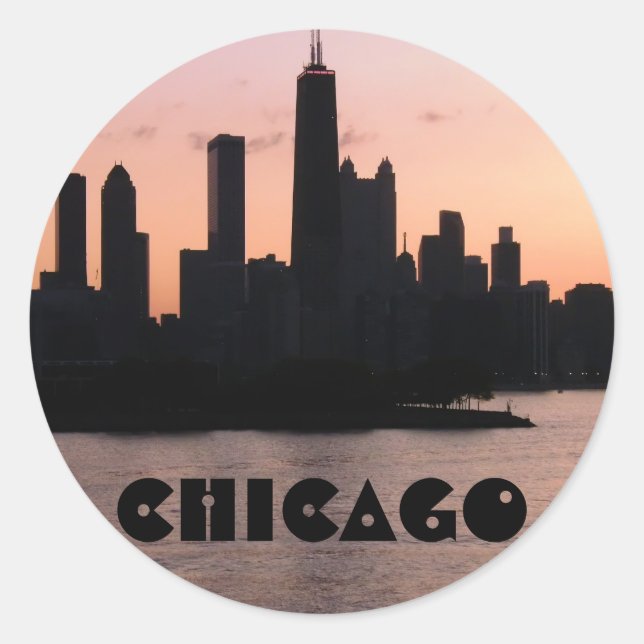 Chicago skyline classic round sticker (Front)