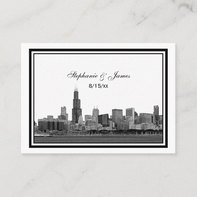 Chicago Skyline Etched Framed Escort Cards #2 (Front)