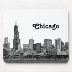 Chicago Skyline Etched Mouse Pad