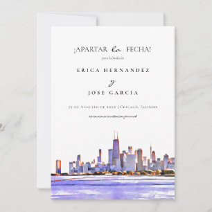 Chicago Skyline flat ¡Apartar la fecha! Card