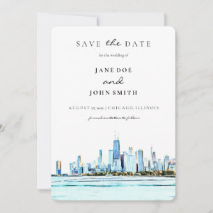 Chicago Skyline flat Save The Date Card