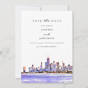 Chicago Skyline flat Save The Date Card