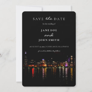 Chicago Skyline flat Save The Date Card