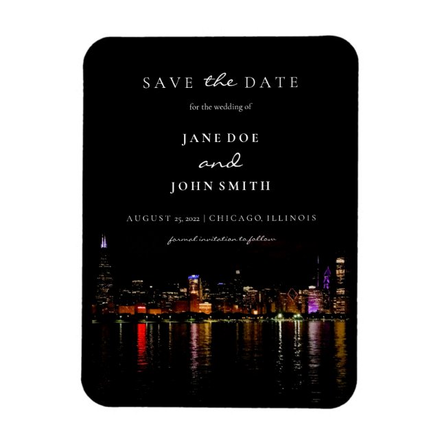 Chicago Skyline flat Save The Date Card Magnet (Vertical)