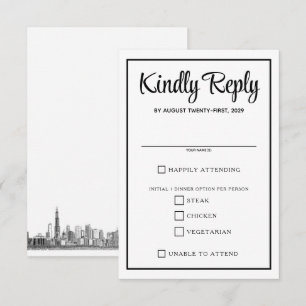 Chicago Skyline Food Choices RSVP Card