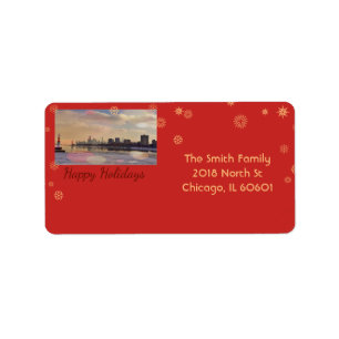 Chicago Skyline - Happy Holidays Label