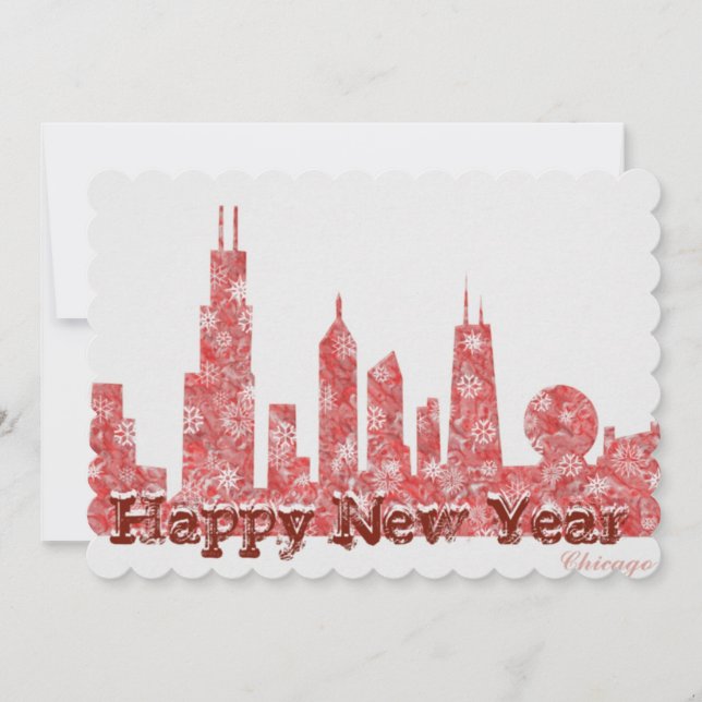 Chicago skyline Happy New Year élégant carte posta (Devant)