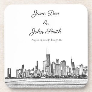 Chicago Skyline Hard Plastic Coaster