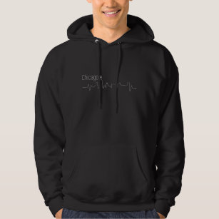 Chicago Skyline Heartbeat for Chicago residents Hoodie