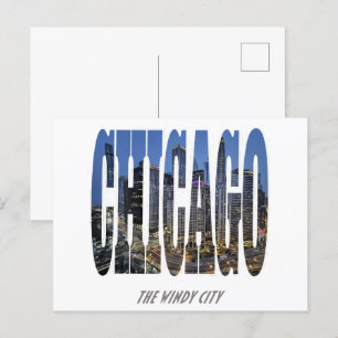 Chicago Skyline Holiday Postcard