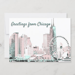 Chicago skyline  Holiday stylish postcard