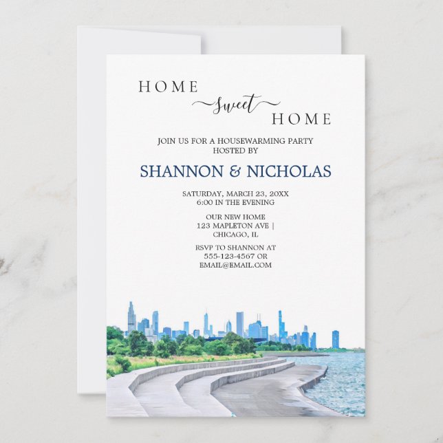 Chicago Skyline Housewarming Invitation (Front)