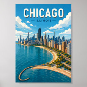 Chicago Skyline Illinois Vibrant Cityscape Poster