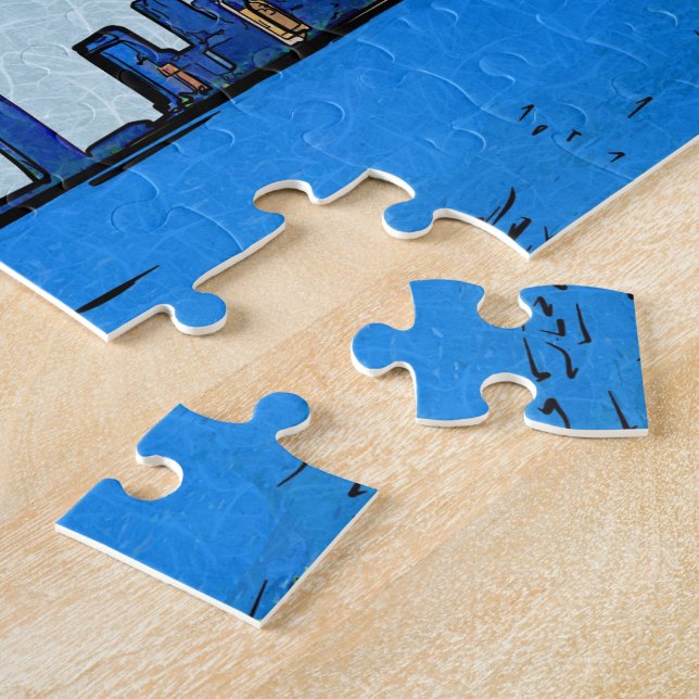 Chicago Skyline in Collage Paint Jigsaw Puzzle (Side)