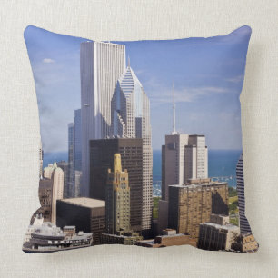 Chicago Skyline Looking towards Lake Michigan Throw Pillow