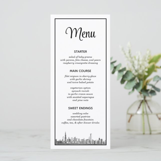 Chicago Skyline Menu (Standing Front)