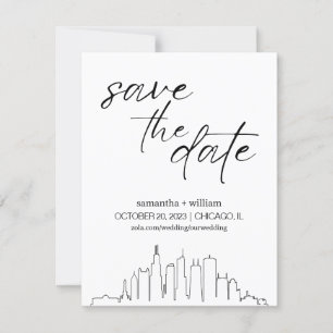 Chicago Skyline MINIMALIST Faire-Part de Date de S