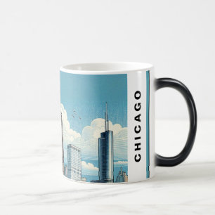 Chicago Skyline Modern Blue Magic Mug