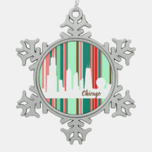 Chicago skyline modern Christmas ornament