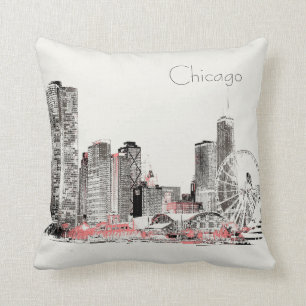 Chicago Skyline modern design Throw Pillow
