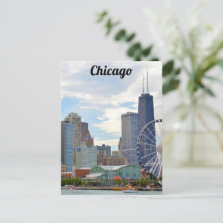 Chicago Skyline Navy Pier & Hancock Postcard