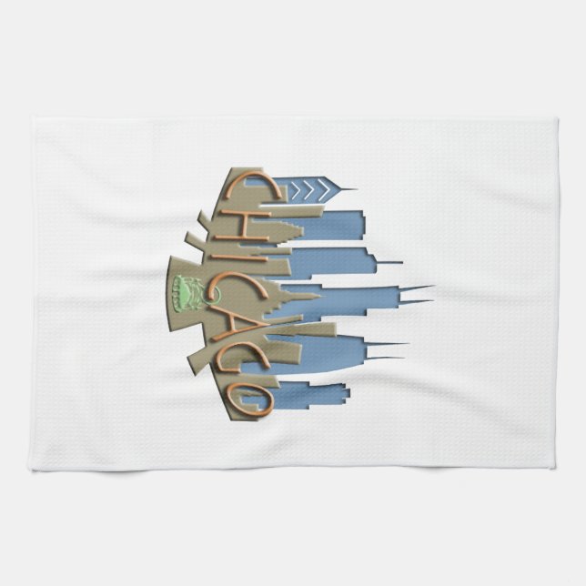 Chicago Skyline newwave beachy Kitchen Towel (Horizontal)