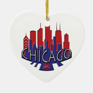 Chicago Skyline newwave patriot Ceramic Ornament